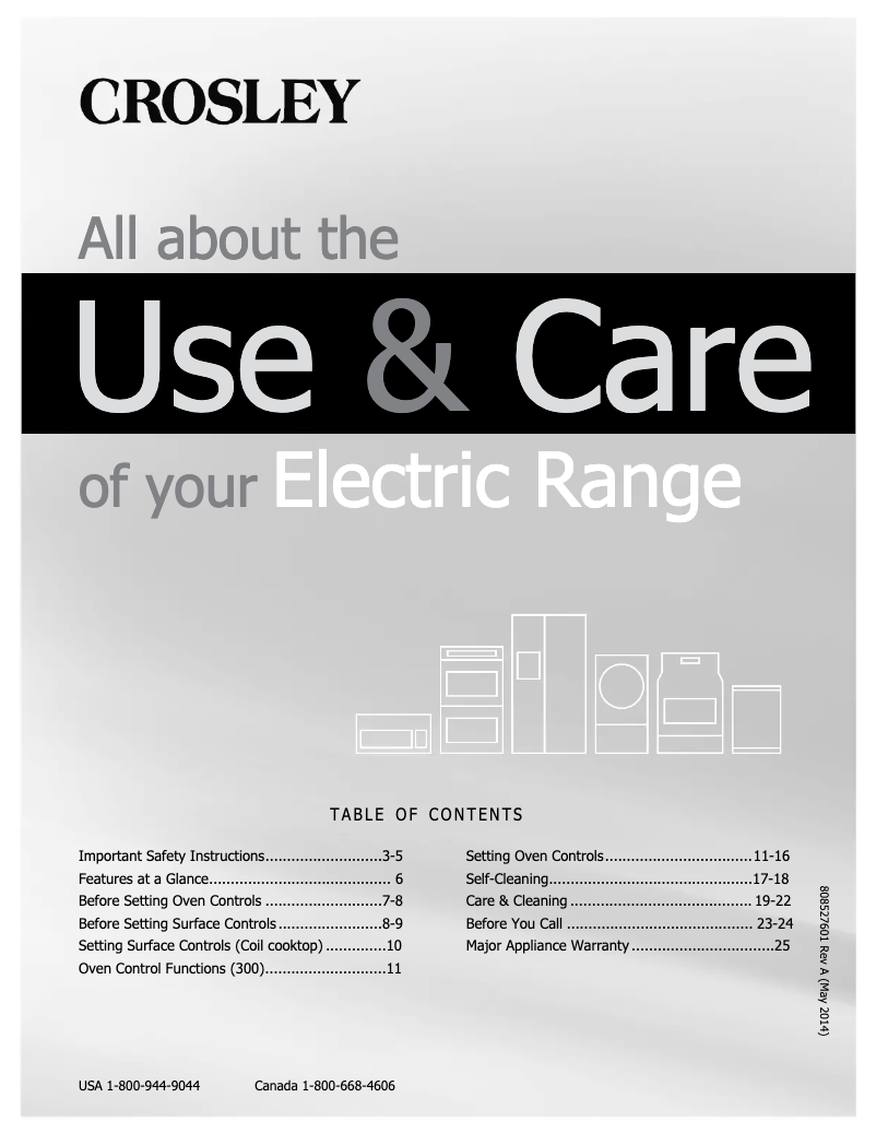 Page 1 de la notice Manuel utilisateur Crosley CRE3860QB