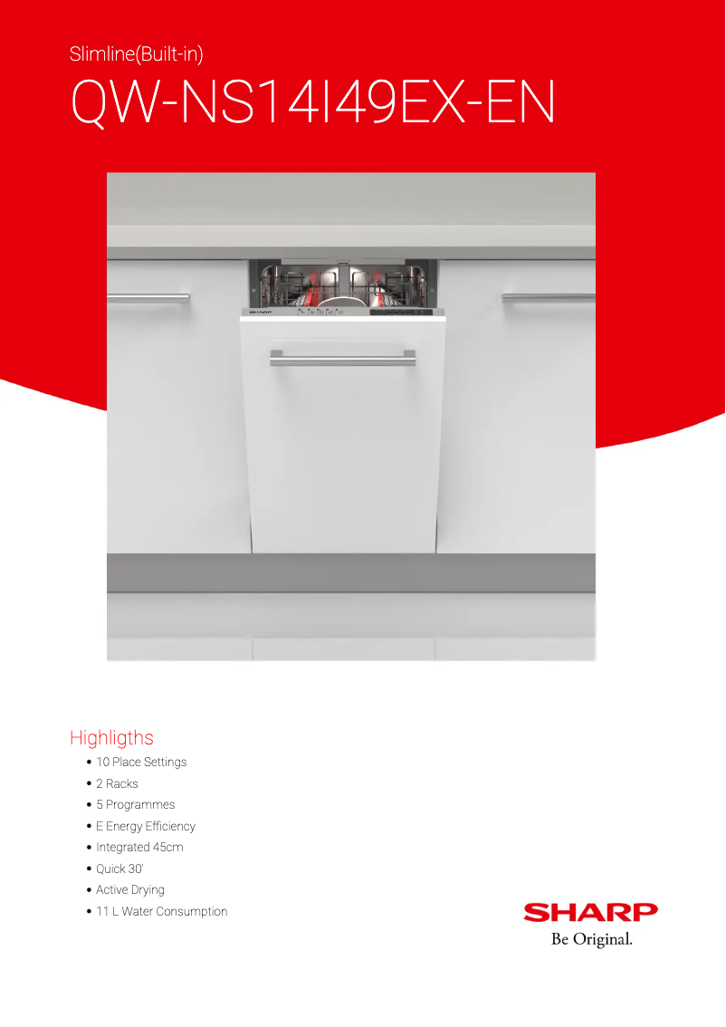 Page 1 de la notice Fiche technique Sharp QW-NS14I49EX-EN