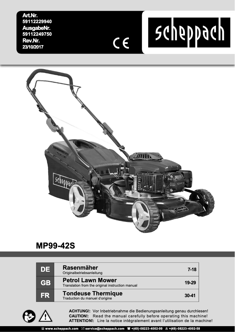 Página 1 del manual Manual de usuario Scheppach MP99-42S