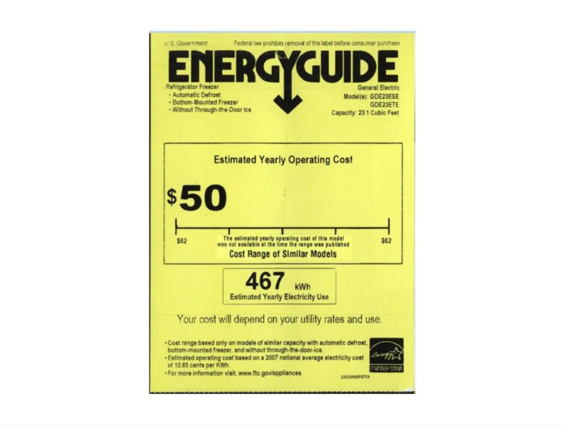 Page n°1 - Label énergétique GE GDE23ETEWW