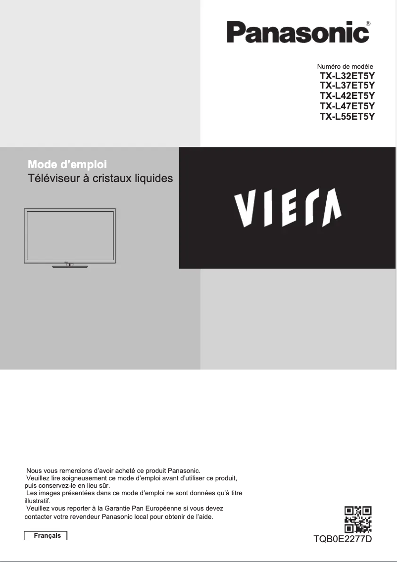 Page 1 de la notice Manuel utilisateur Panasonic Viera TX-L55ET5Y