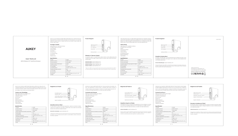 Page 1 de la notice Manuel utilisateur Aukey PB-T10