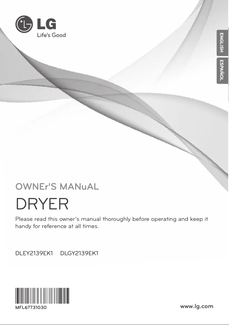 Page 1 de la notice Manuel utilisateur LG DLGY2139EK1