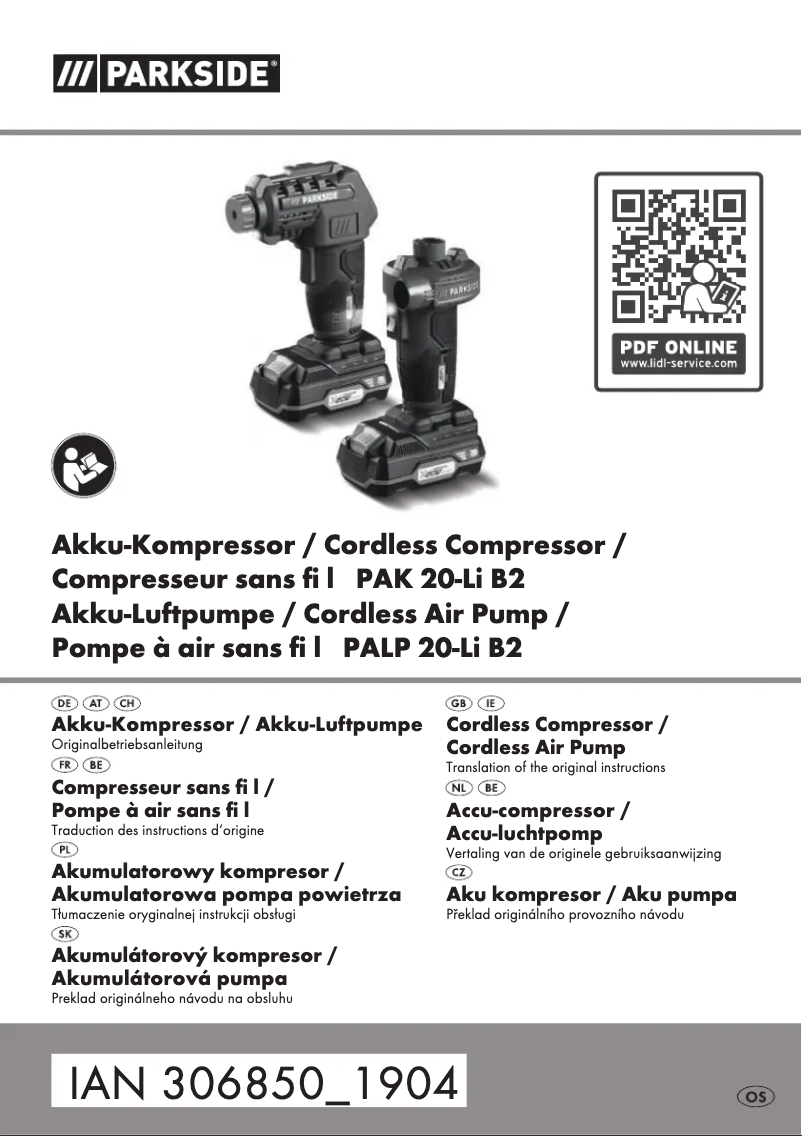 Page n°1 - Manuel utilisateur Parkside PALP 20-Li B2