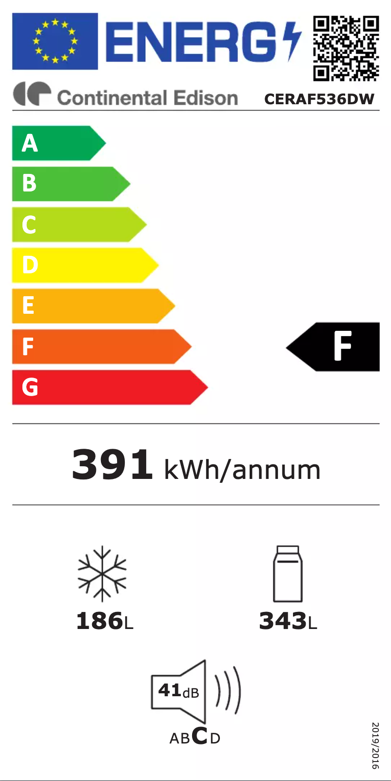 Page n°1 - Label énergétique Continental Edison CERAF536DIX