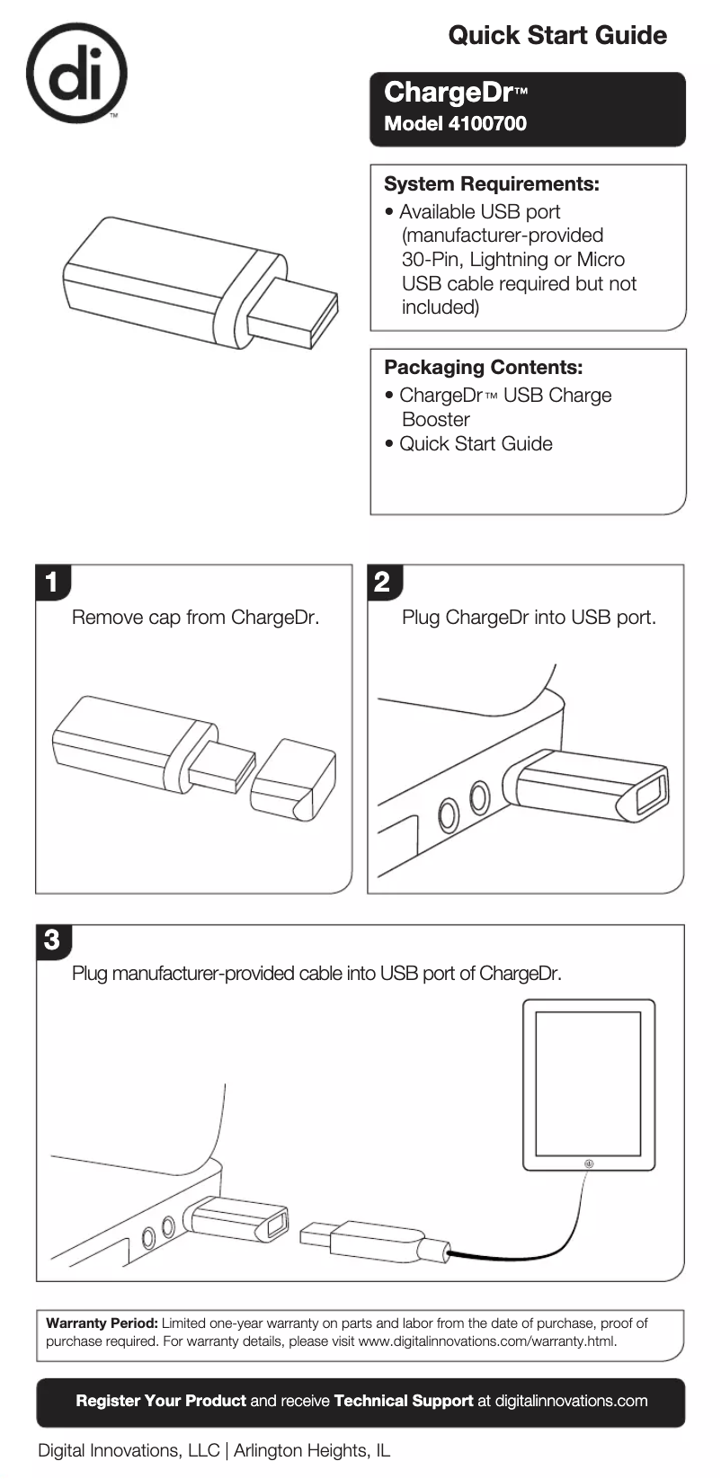 Image de la première page du manuel de l'appareil ChargeDr 4100700