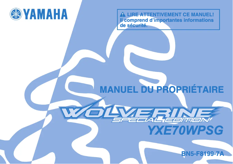 Page 1 de la notice Manuel utilisateur Yamaha Wolverine (2016)