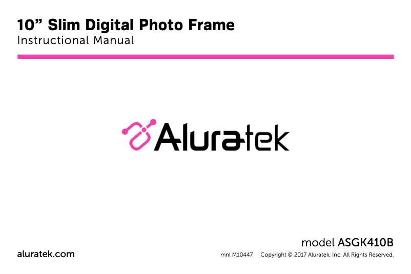 Page 1 de la notice Manuel utilisateur Aluratek ASGK410B