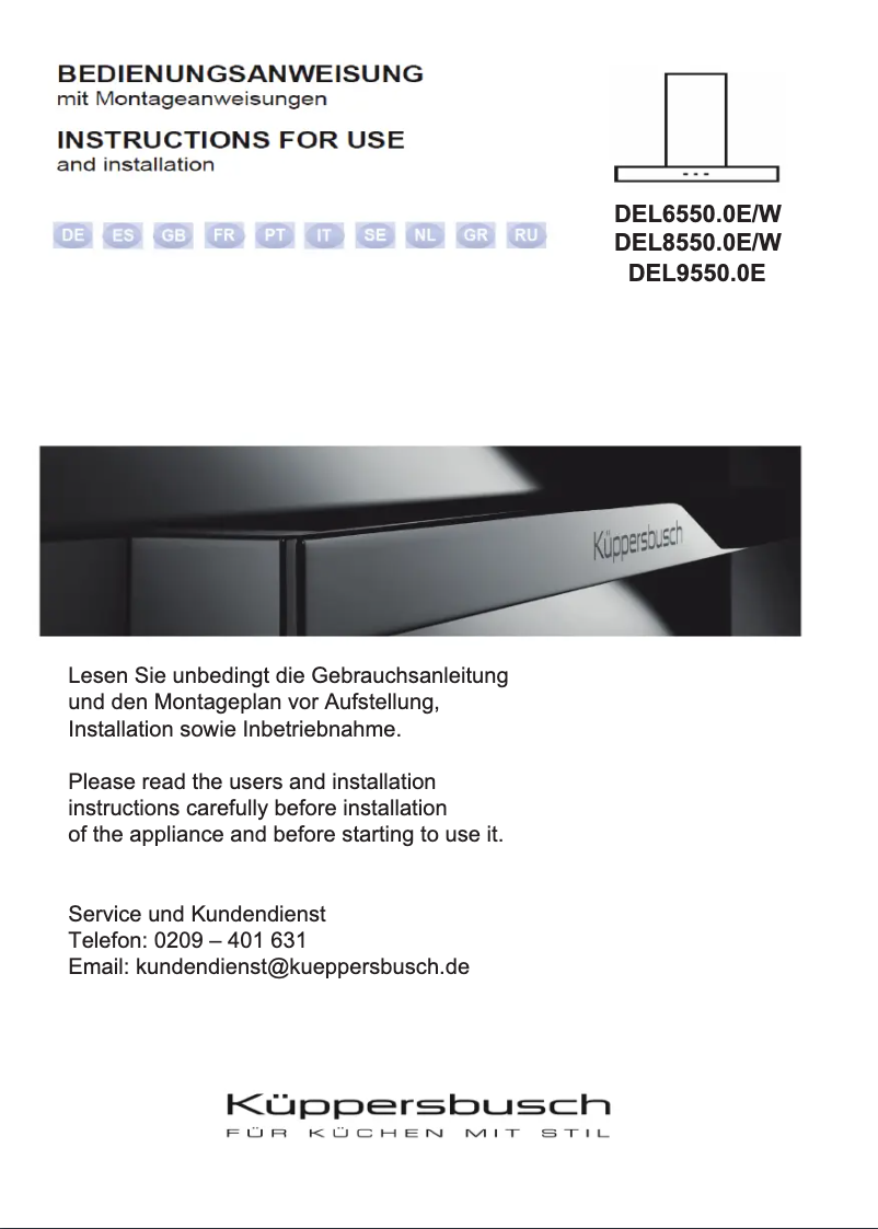 Page 1 de la notice Manuel utilisateur Küppersbusch DEL8550.0W