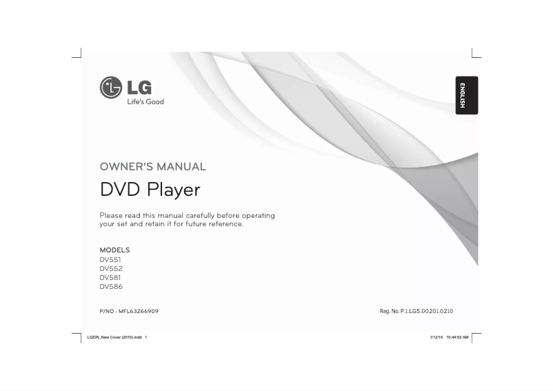 Page 1 de la notice Manuel utilisateur LG DV581