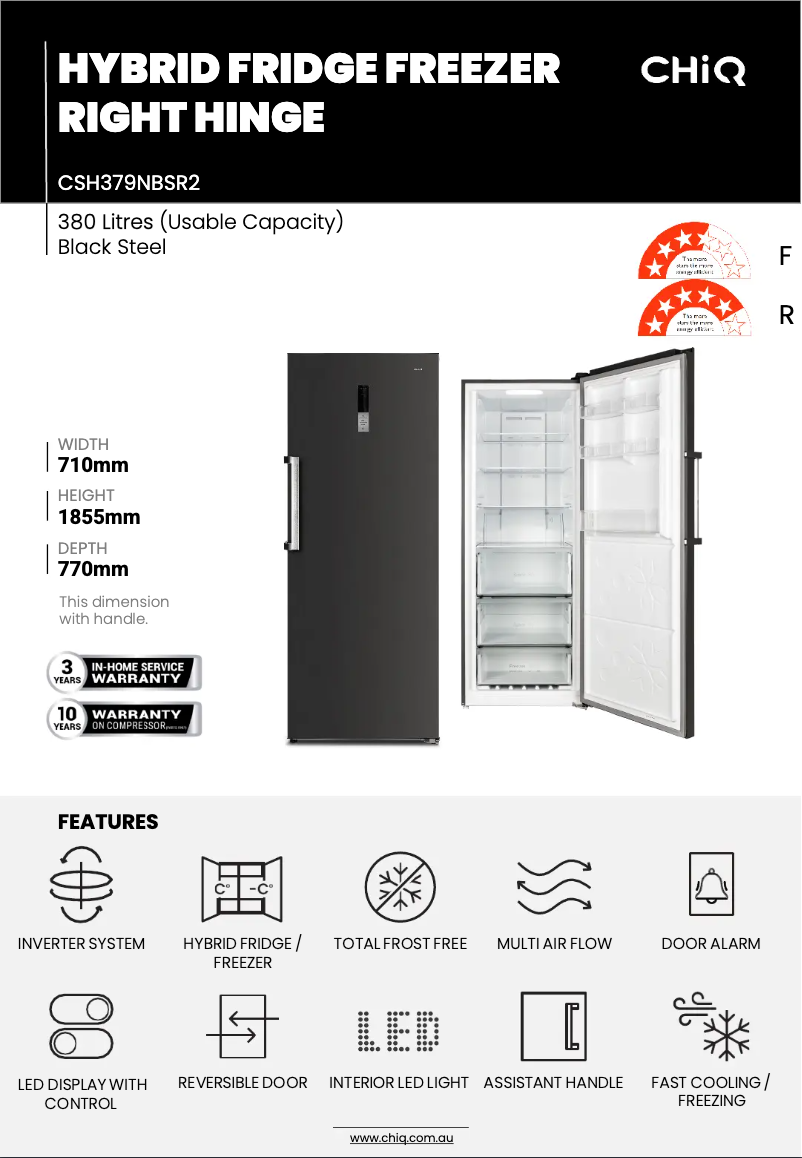 Page 1 de la notice Fiche technique CHiQ CSH379NBSR2