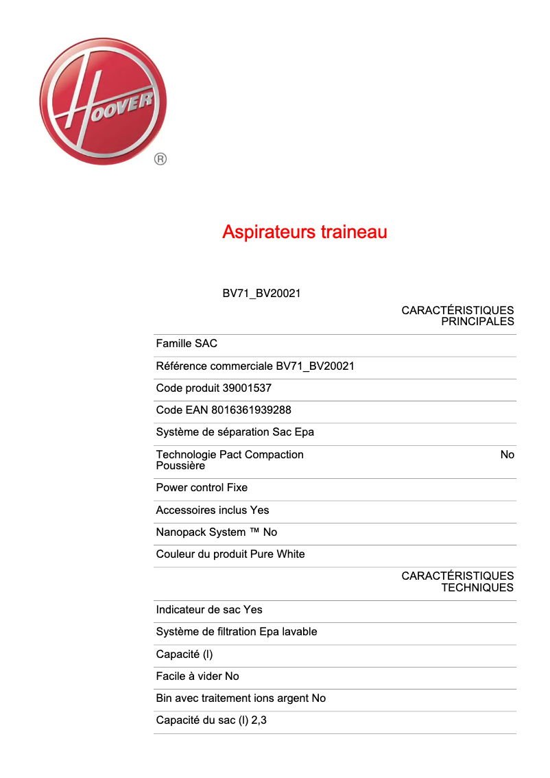 Image de la première page du manuel de l'appareil BV71_BV20021