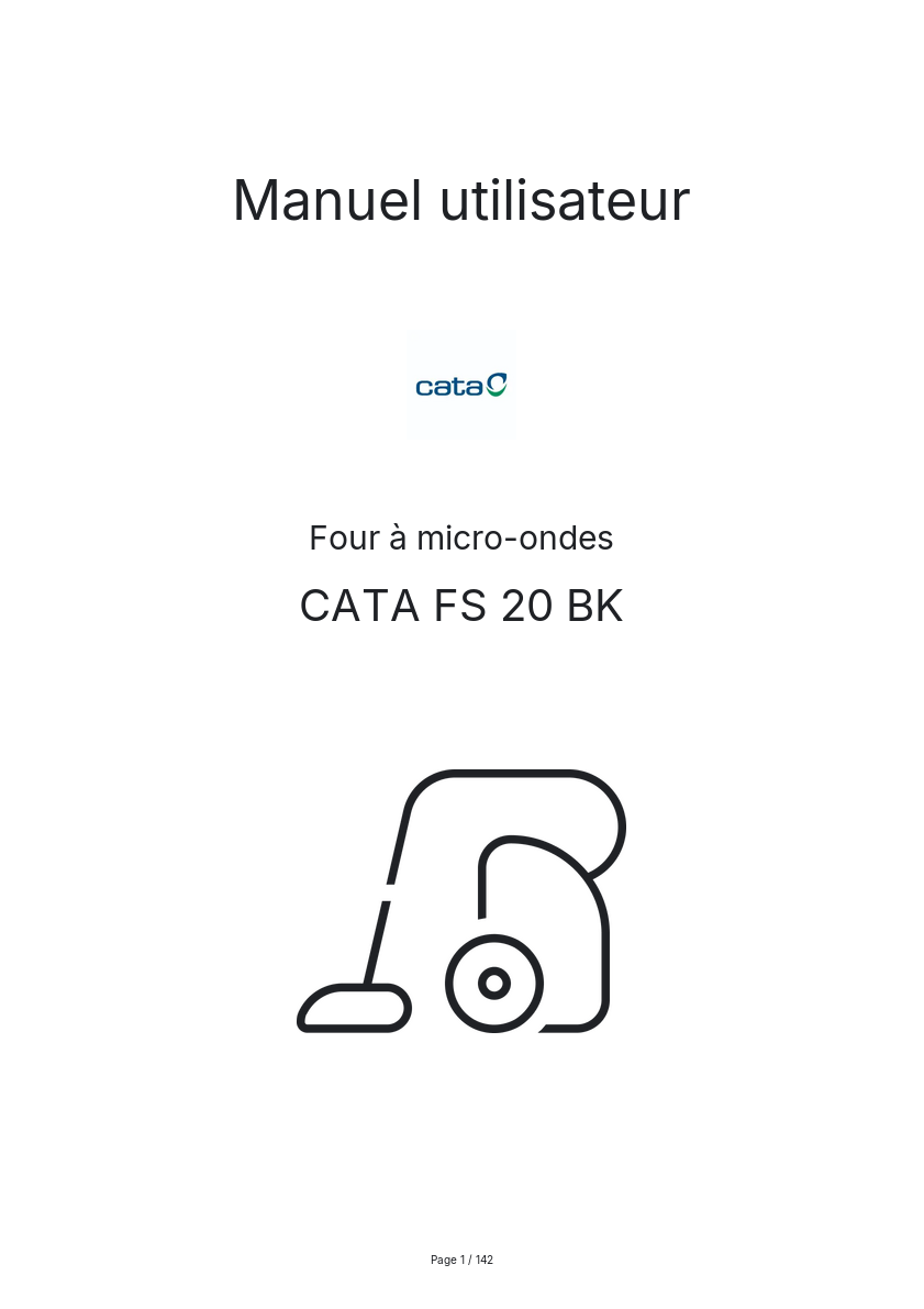 Page 1 de la notice Manuel utilisateur CATA FS 20 BK