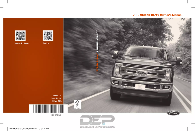 Image de la première page du manuel de l'appareil F-450 Super Duty (2019)