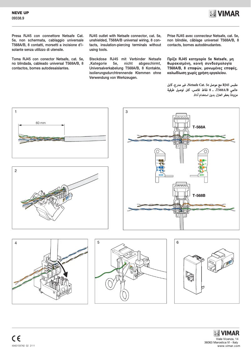 Page 1 de la notice Manuel utilisateur Vimar 09338.9