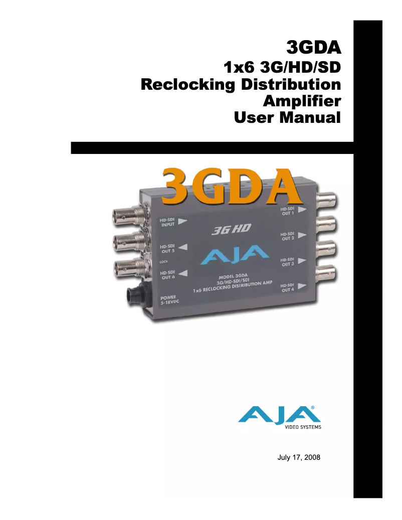 Page n°1 - Manuel utilisateur AJA 3GDA