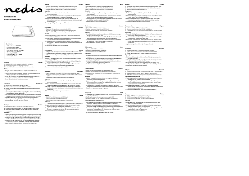 Page 1 de la notice Manuel utilisateur Nedis HDDE25301BK