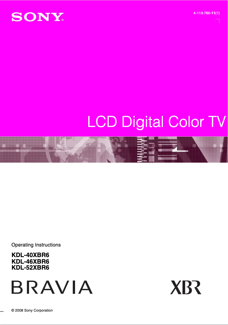 Image de la première page du manuel de l'appareil Bravia KDL-52XBR6