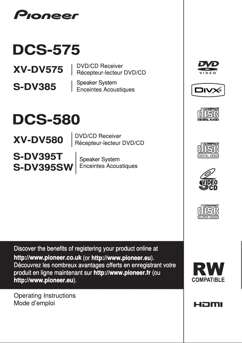 Page 1 de la notice Manuel utilisateur Pioneer DCS-580