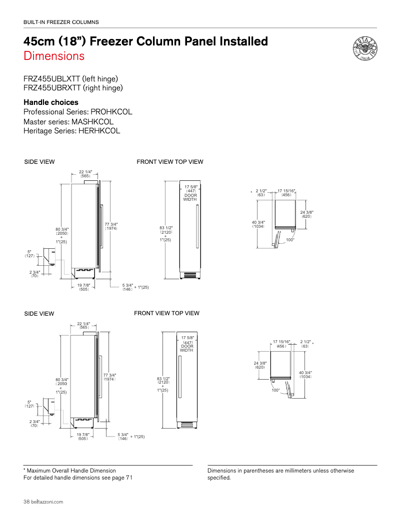 Page n°1 - Instructions / montage Bertazzoni FRZ455UBLXTT