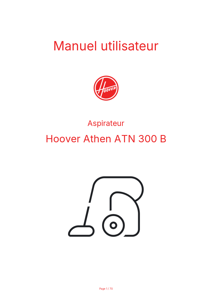Page n°1 - Manuel utilisateur Hoover Athen ATN 300 B
