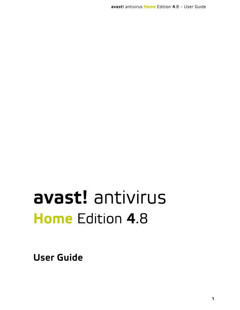 Página 1 del manual Manual de usuario Avast antivirus Home Edition 4.8