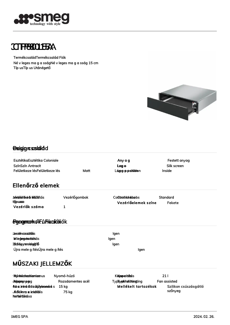 Page n°1 - Fiche technique Smeg CTP8015A
