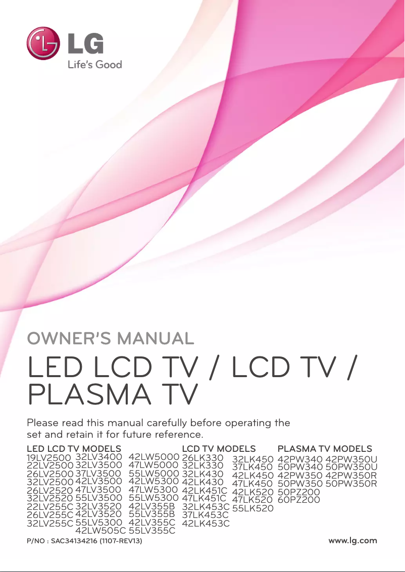 Page n°1 - Manuel utilisateur LG 32LV3520