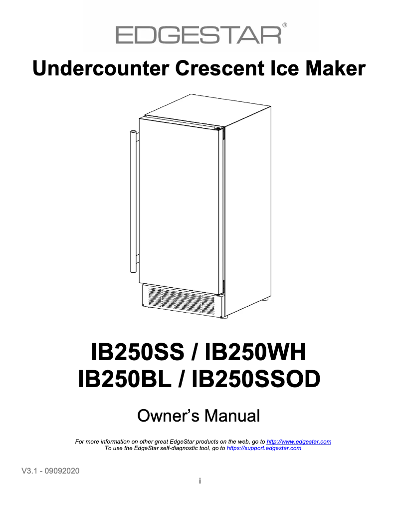 Page 1 de la notice Guide d'installation EdgeStar IB250BL