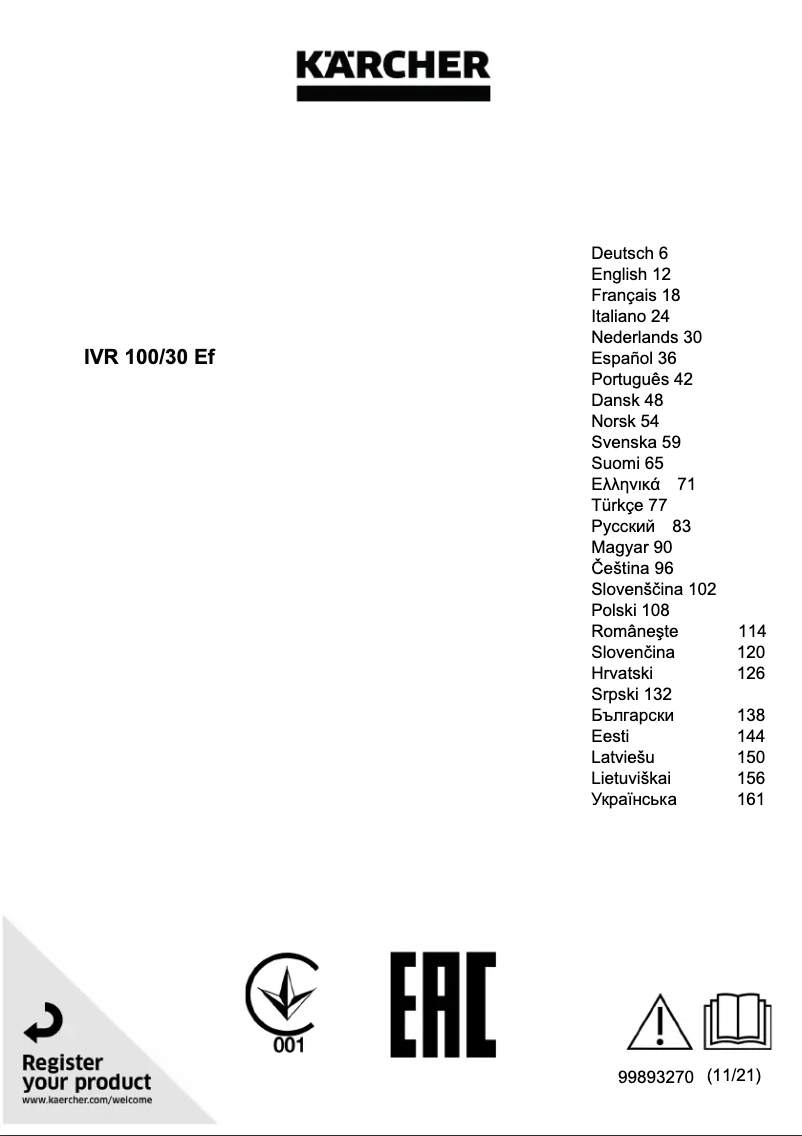 Image de la première page du manuel de l'appareil IVR 100/30 Ef