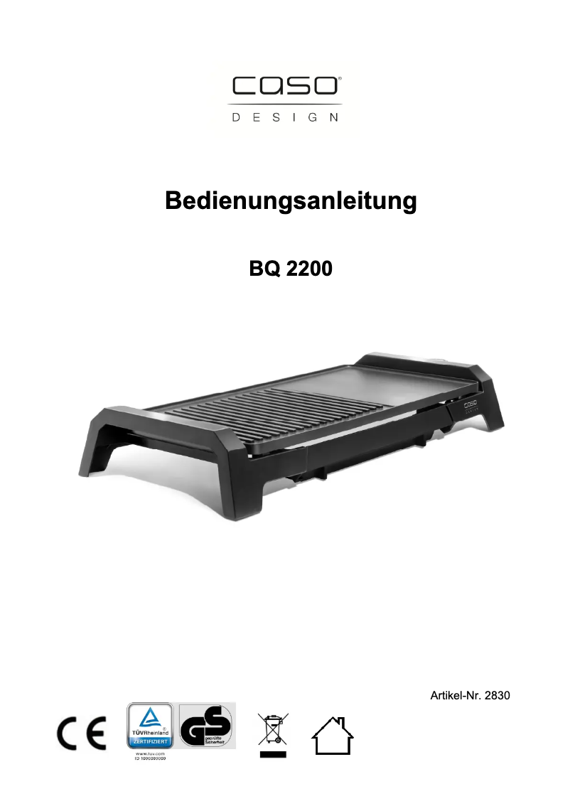Image de la première page du manuel de l'appareil BQ2200