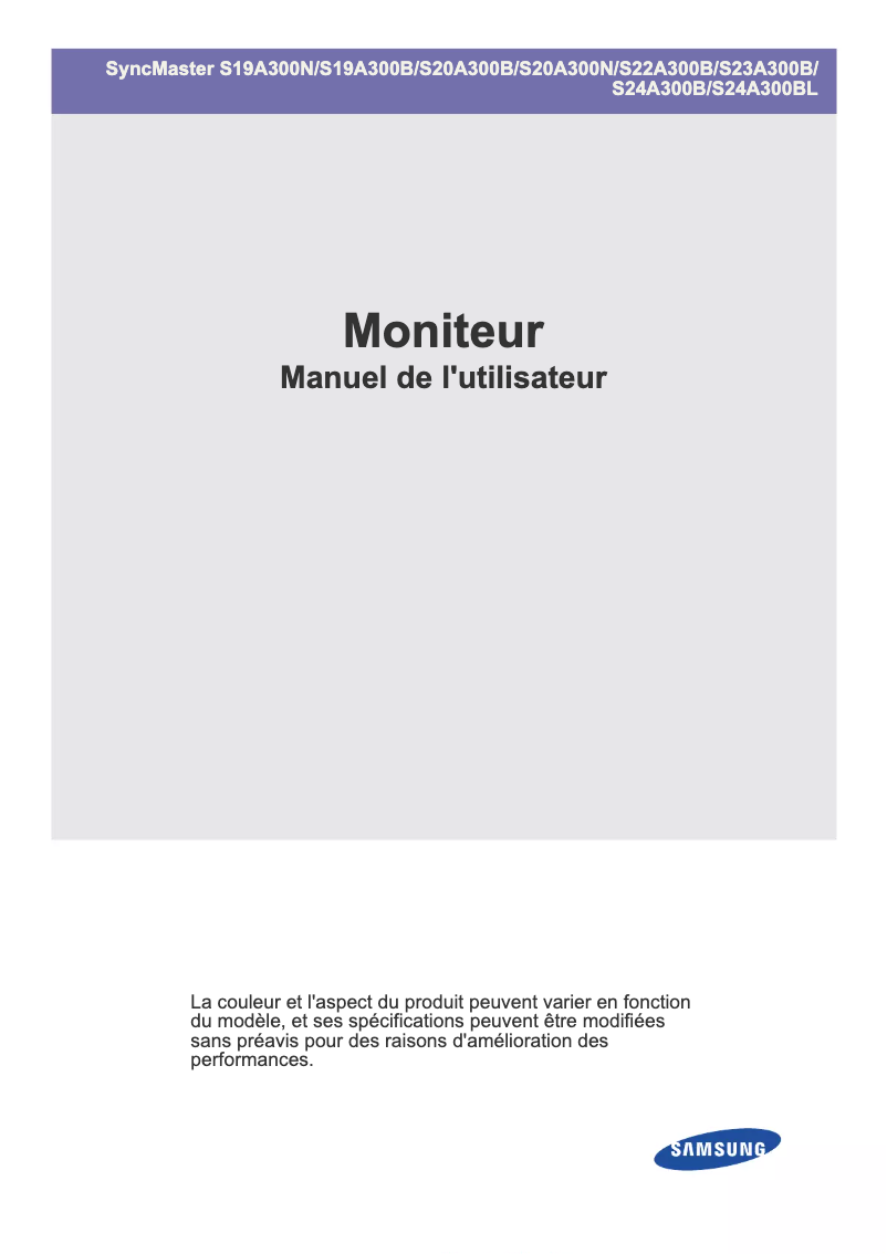 Page n°1 - Manuel utilisateur Samsung SyncMaster S24A300BL
