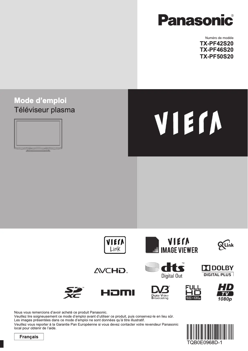 Imagen de la primera página del manual del dispositivo TX-PF42S20