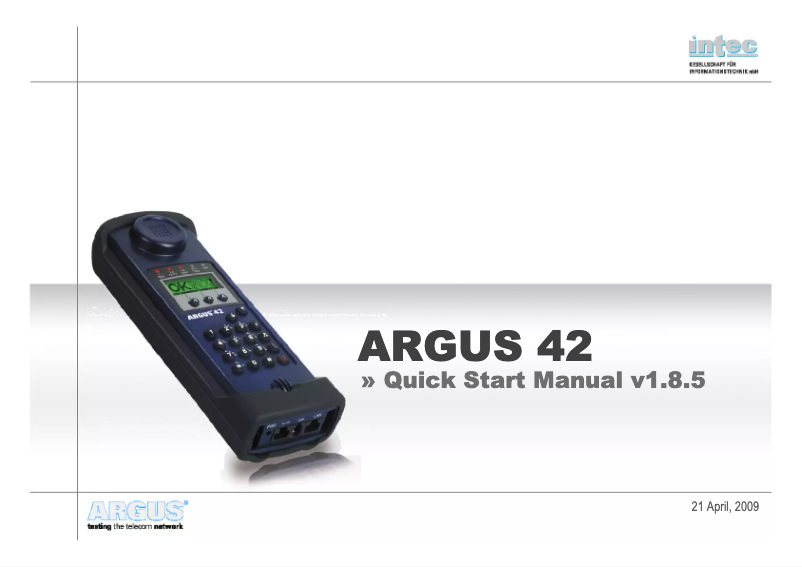 Page 1 de la notice Manuel utilisateur Argus 42