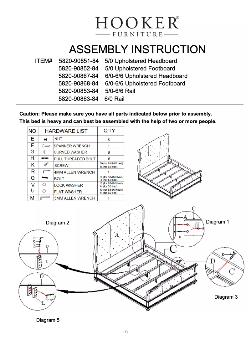 Page n°1 - Manuel utilisateur Hooker 5820-90868-84