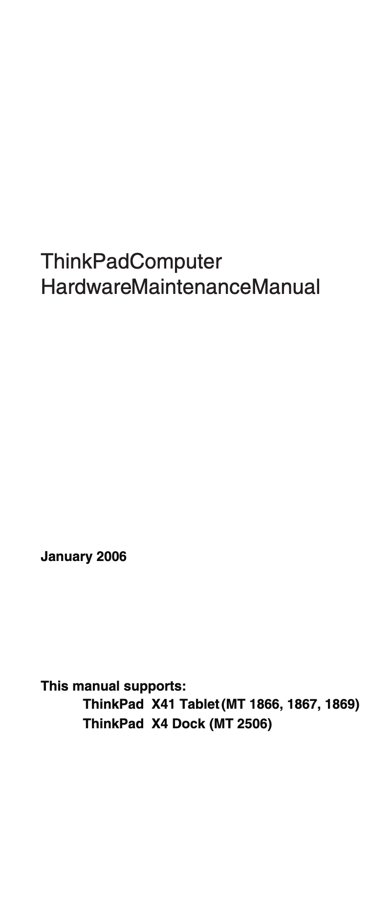 Image de la première page du manuel de l'appareil ThinkPad X41