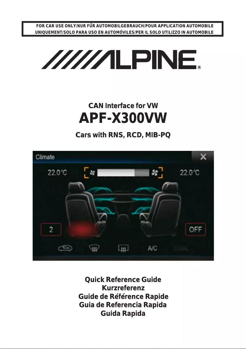 Page n°1 - Manuel utilisateur Alpine APF-X300VW