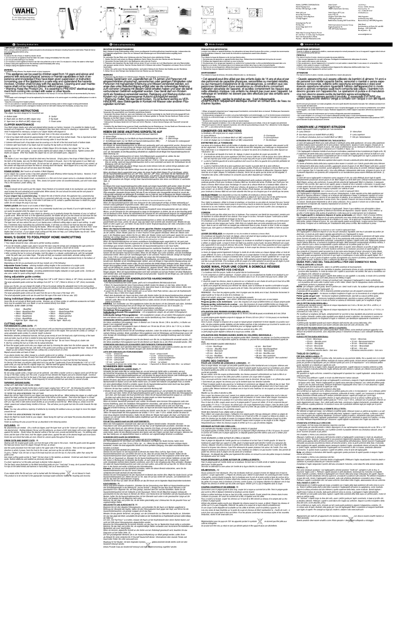 Page 1 de la notice Manuel utilisateur Wahl Elite Pro