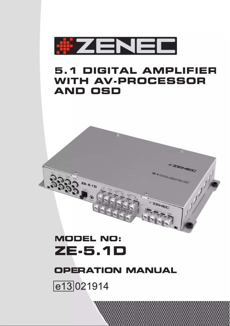 Page n°1 - Manuel utilisateur Zenec ZE-5.1D