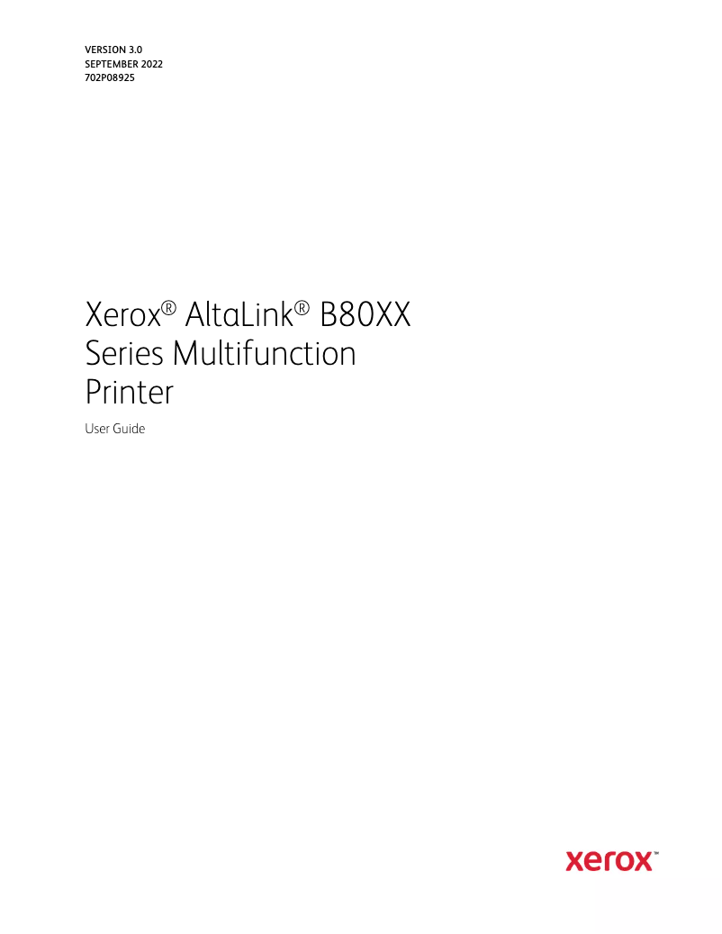 Page n°1 - Manuel utilisateur Xerox AltaLink B8065