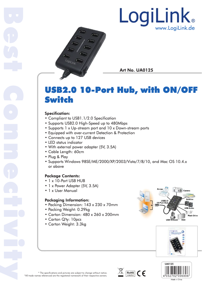 Page 1 de la notice Manuel utilisateur LogiLink UA0125