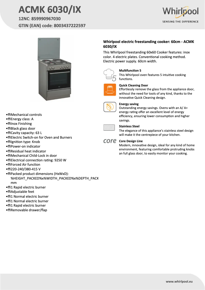 Image de la première page du manuel de l'appareil ACMK 6030/IX