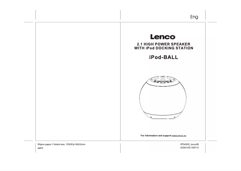 Page n°1 - Manuel utilisateur Lenco Speakerball IPD4200B