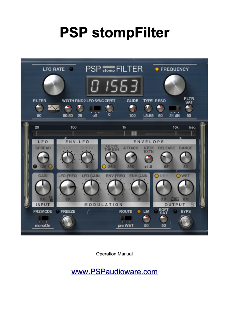 Page 1 de la notice Manuel utilisateur PSP Audioware stompFilter