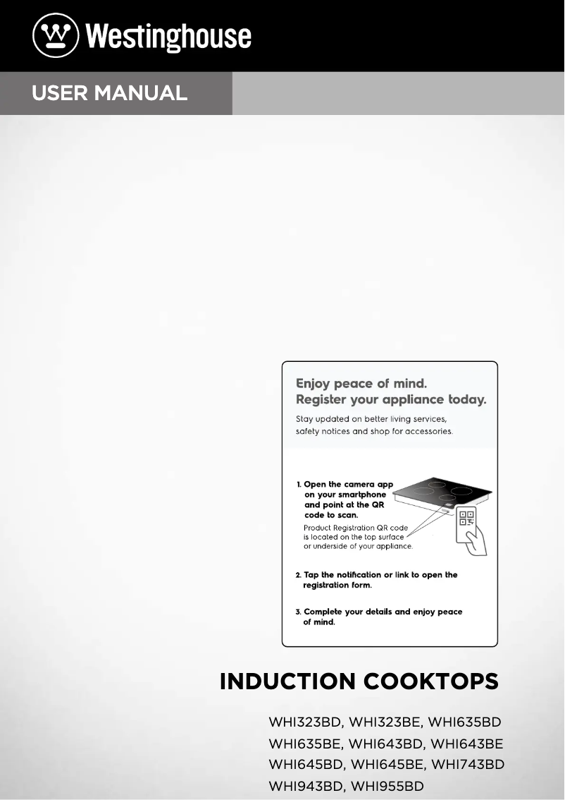 Page n°1 - Manuel utilisateur Westinghouse WHI643BE