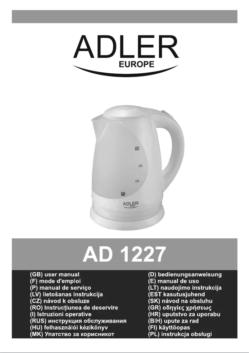 Page n°1 - Manuel utilisateur Adler AD 1227