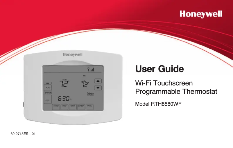 Page 1 de la notice Manuel d'utilisation et d'entretien Honeywell RTH8580WF
