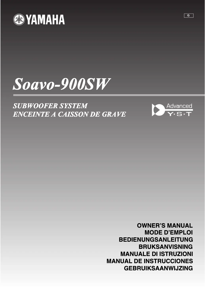 Page 1 of the manual User Manual Yamaha Soavo-900SW