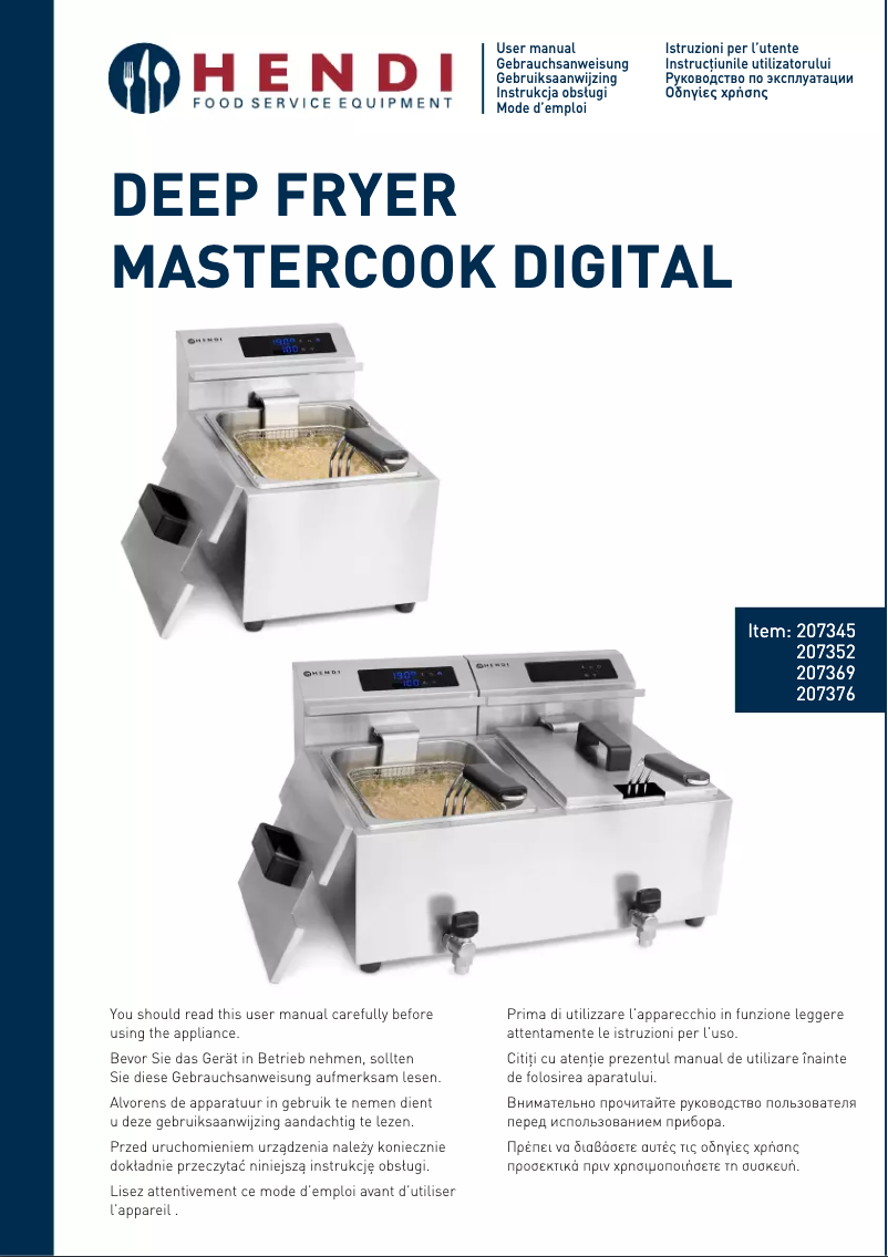 Page 1 de la notice Manuel utilisateur Hendi Mastercook Digital 207345