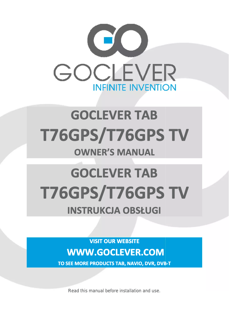 Page 1 de la notice Manuel utilisateur GoClever T76GPS